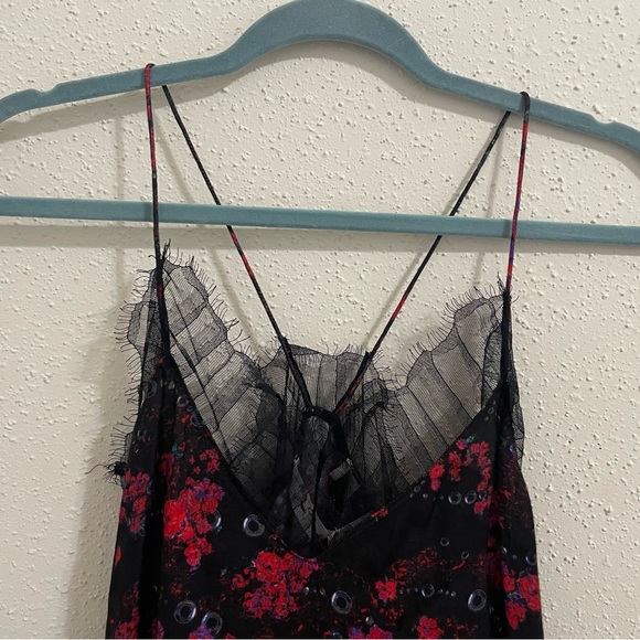 Iro Paris Dasher Lace Trim Floral Bubble Racerback Tank Top - Size 34 - Picture 3 of 12